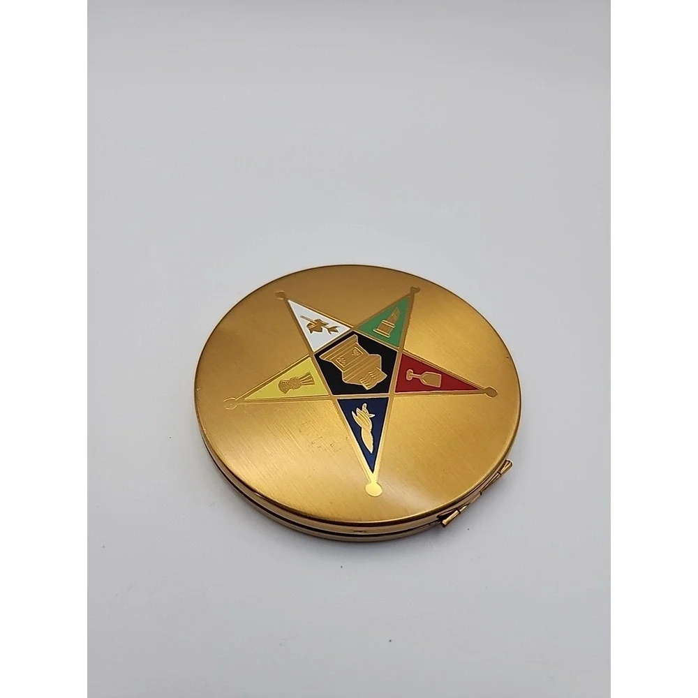Vintage Elgin American Order Of Eastern Star Masonic 1950s Round Compact READ